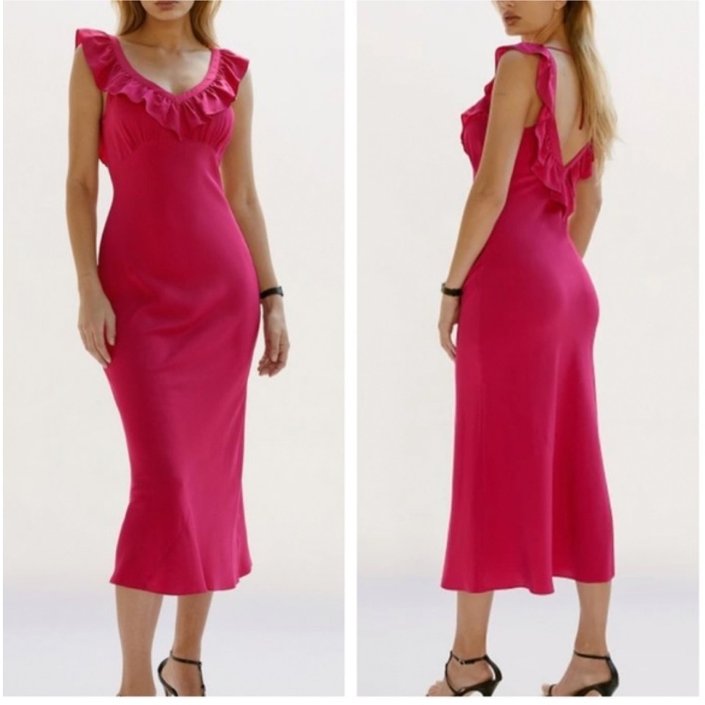 Reformation Vibrant Pink Halter Dress